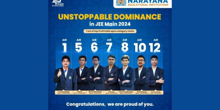 Fulfilling JEE dreams, Narayana’s Stellar performance in JEE Main 2024 exams