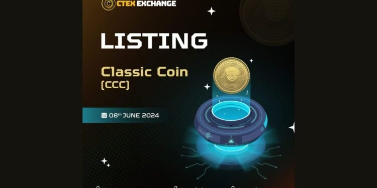 Ctex exchange is scheduled to list CLASSIC coin and will open spot trading for the CCC/CTEX trading pair on June 8, 2024