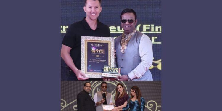 Dr. Nikesh Jain Madhani honored by Australian Cricketer Brett Lee and Actress Neelam Kothari