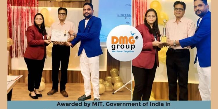 Digital Media DMG Pvt Ltd awarded as “Well Performance Government Computer Training Institute in Gujarat” by MIT, Govt. of India in 2023 – 2024