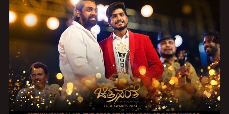 Nithin Kandalam Awarded Best Stylish Icon of Sandalwood by Action Prince Dhruva Sarja