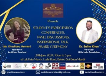 Ms. Khushboo Vermani from Ambitious Conclave Foundation hosting an Award Show