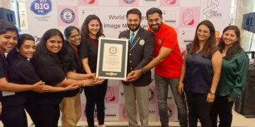 Another world record attempt in Surat: World’s largest mosaic image of 200 sq mt made using 18,400 sanitary pads
