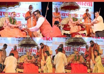 Dr. Nikesh Jain Madhani, Dr. Ramkumar Pal and Seema Meena Blessed from Shankaracharya Swami Avimukteshwaranand