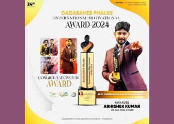 Abhishek Kumar Honored For Best model And Influencer Of the year At Dada Saheb Phalke international Motivational Awards 2024