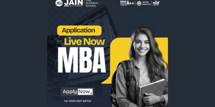 Applications for JAIN Entrance Test (JET) 2025 for the MBA program at CMS Business School are now open
