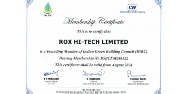 ROX Hi-Tech Limited Becomes Founding Member of Indian Green Building Council