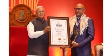 Madhya Pradesh Governor Hon. Shri Mangubhai C. Patel bestowed the World Book of Records Certificates in Indore
