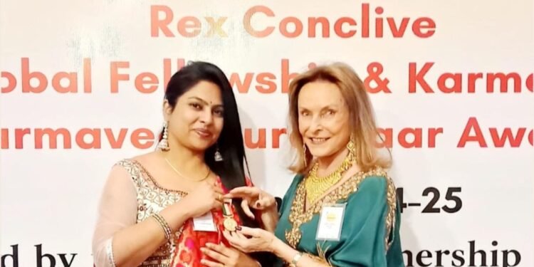 Dr. V.V. Manjula Kumari Honoured with Karmaveer Global Fellowship and Gold Medal