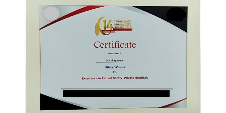 Dr. Chirag Tomar Honored with International Healthcare Excellence Award 2024 in the USA