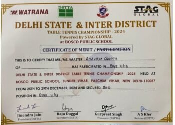 Shaurya Gupta: A budding sportsperson, multifaceted talent with a passion to play Table Tennis