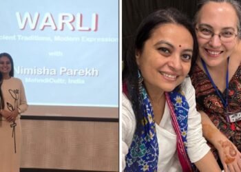Nimishaben Parekh praised for adding Warli art into her designs at the Mehndi Conference in London