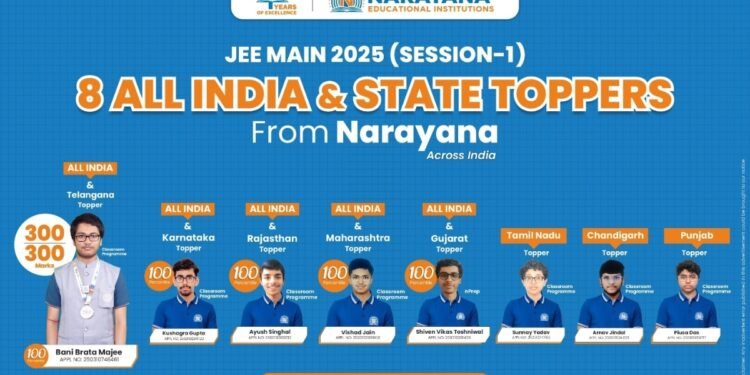 Narayana Dominates JEE Main 2025 Session 1 with Exceptional Results