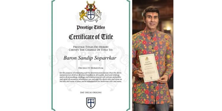 Distinguished Dance Pioneer: Sandip Soparrkar Honored with Baron Title in London