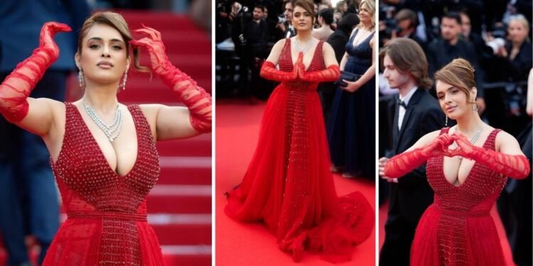 Neha Malik Turns Heads with Bold Red Debut at 78th Cannes Film Festival
