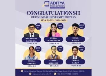 Aditya Institute of Management Studies and Research (AIMSR) Celebrates MCA Student Success with Top University Rankings