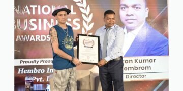 Kiran Kumar Hembrom Recognized as One Of The Leading IT Company In Tripura at National Business Awards 2025