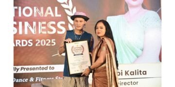 Rubi Kalita Honored for Moonlight Dance and Fitness Studio as Best Fitness and Dance Centre in Itanagar at National Business Awards 2025