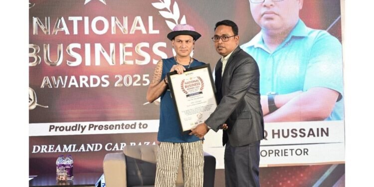 Tariq Hussain of Dreamland Car Bazar Recognized as Best Pre-owned Car Dealer in Assam at National Business Awards 2025