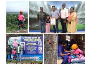 India’s Youngest Trailblazer: 6-Year-Old Thevaky Sets World Record in 155-Foot Blindfolded Rappelling