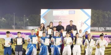 Olympian Ravi Kumar Dahiya praised the Richmondd Global School Students at Annual Sports Day Celebrations  “ENERGIA-2025” in Thyagraj Stadium 