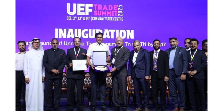 Historic MoU signed between UEF and UNSDC at the UEF Trade Summit 2025 Inaugurated by the Hon’ble Minister for Industries, GoTN, Thiru TRB Rajaa