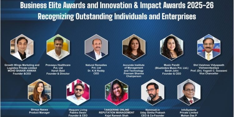 Business Elite Awards and Innovation & Impact Awards 2025-26 Recognizing Outstanding Individuals and Enterprises