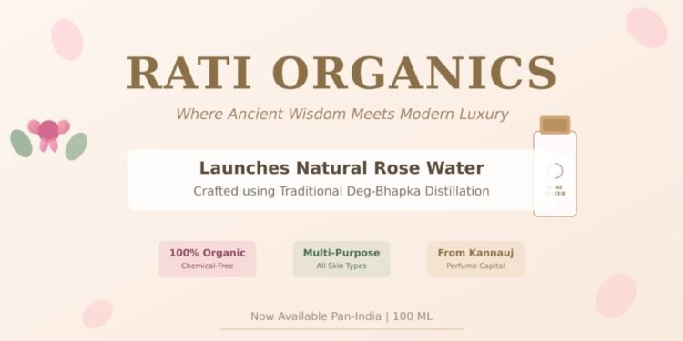Rati Organics Launches Natural Rose Water Crafted with Ancient Ayurvedic Wisdom