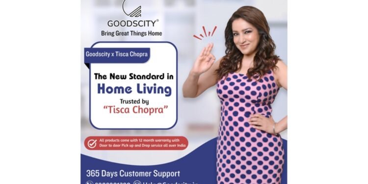 Goodscity Onboards Bollywood Celebrity Tisca Chopra for Brand Promotions, Redefining Premium Home Living in India