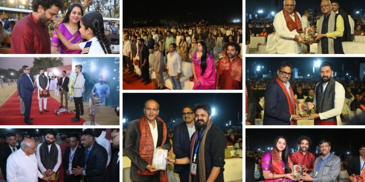 Gujarat CM Bhupendrabhai Patel, Ministers Kanubhai Desai & Jitubhai Vaghani, and Ashutosh Gowariker Grace Namotsav at Sanskardham