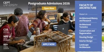 CEPT University Invites Applications for Postgraduate Programs in the Faculty of Architecture