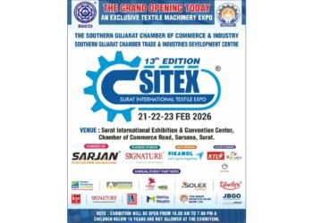 SITEX – Surat International Textile Expo 2026 Organised by SGCCI in Surat from 21st to 23rd February 2026
