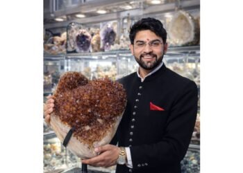 Millionaire Astrologer Astro Parduman Showcases Rare 12,324 grams Natural Heart-Shaped Citrine Crystal