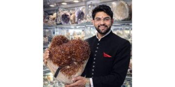 Millionaire Astrologer Astro Parduman Showcases Rare 12,324 grams Natural Heart-Shaped Citrine Crystal
