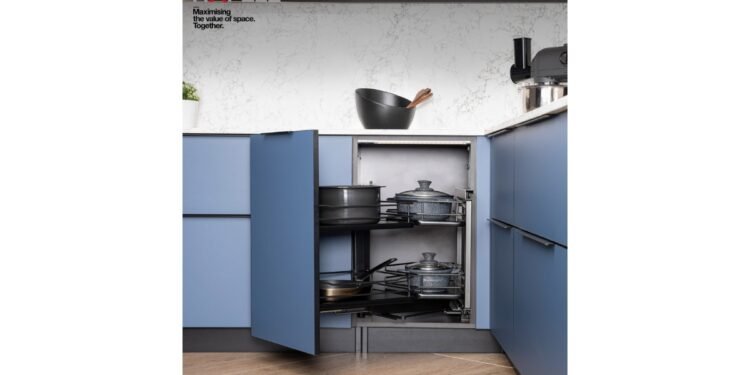 Hafele Astute Corner Storage Solution Maximises Kitchen Corner Spaces