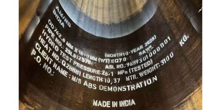 AM/NS India’s Hazira Facility Produces ABS-Certified EQ70 Welded Pipes, Marking a Key Step for Offshore Manufacturing