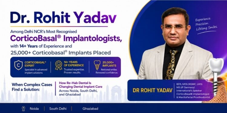 Dr. Rohit Yadav — Among Delhi NCR’s Most Recognised Corticobasal® Implantologists, with 14+ Years of Experience and 25,000+ Corticobasal® Implants Placed