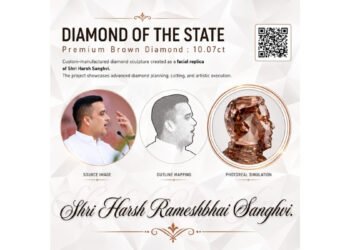 International School of Gems and Jewellery (ISGJ) and Lexus craft 10.07-carat diamond portrait of Deputy CM Harsh Sanghavi