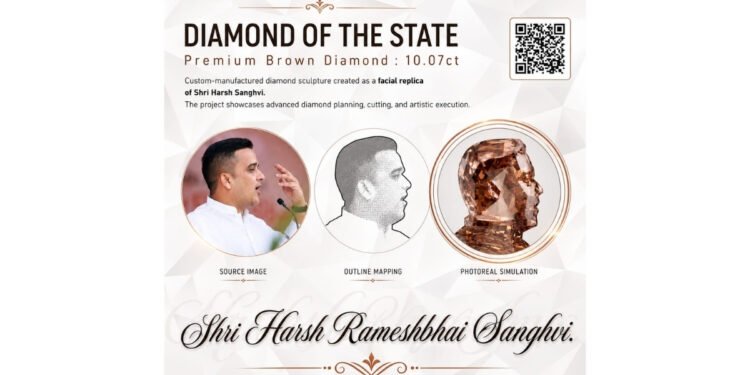 International School of Gems and Jewellery (ISGJ) and Lexus craft 10.07-carat diamond portrait of Deputy CM Harsh Sanghavi