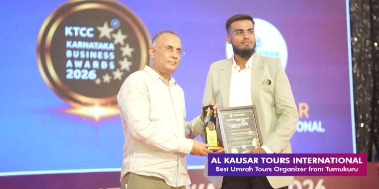 AL KAUSAR TOURS INTERNATIONAL Honored as Best Umrah Tours Organizer from Tumakuru at Karnataka Business Awards 2026