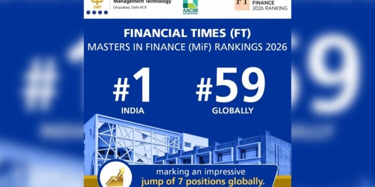 IMT Ghaziabad Ranked No. 1 in India and No. 59 Globally in the Financial Times Masters in Finance (MiF) Rankings 2026