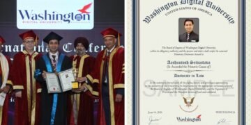 Advocate Aashutosh Srivastava Conferred Honorary Doctorate in Law by Washington Digital University, USA