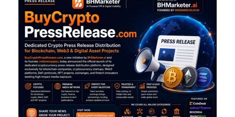 Buy Crypto Press Release dot com Launches as a New Initiative by BHMarketer.ai to Power Media Visibility for Blockchain and Web3 Projects