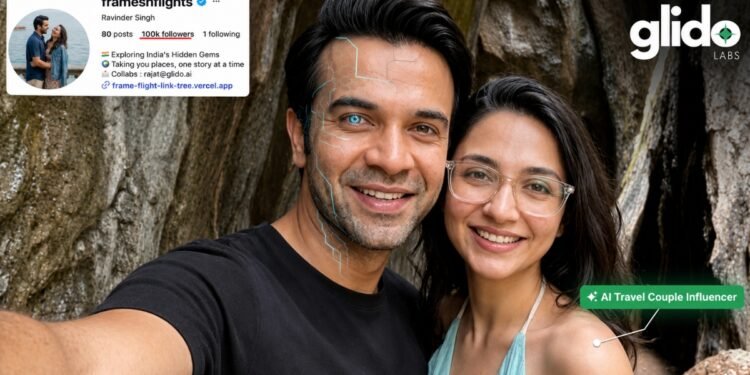 India’s AI Travel Couple, FramesNFlights by Glido Labs, Crosses 100K Followers, Showing That Great Content Beats the AI vs Human Debate