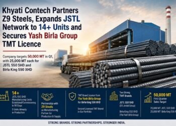 Khyati Contech partners Z9 Steels, expands JSTL network to 14+ units and secures Yash Birla Group TMT licence