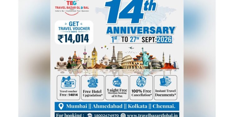 Travel Bazar Global Celebrates 14th Anniversary with Rs 14,014 Travel Voucher Offer