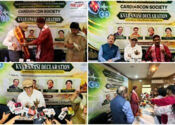 Dr. Ashutosh Mishra Honoured at CKM Health Press Conference, Felicitated by Mahant Pt. Ajit Mishra