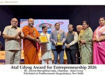 Sejal Group Chairman Mr. Amrrut Shavajibhai Gada Conferred with Atal Udyog Award for Entrepreneurship 2026